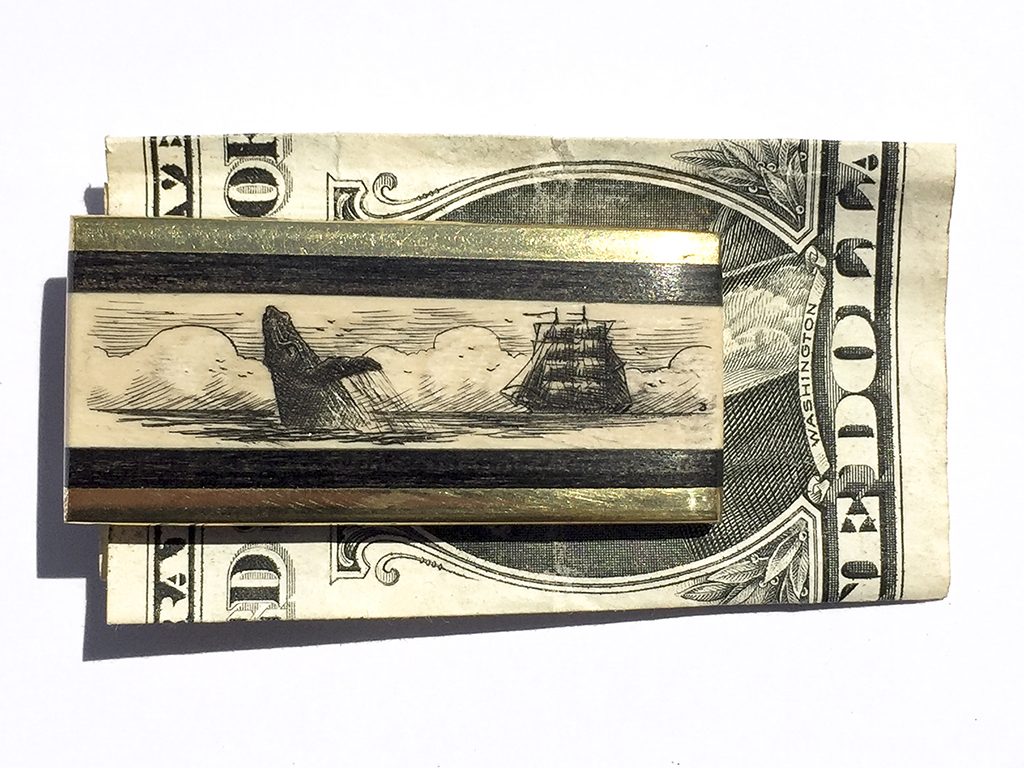 Scrimshaw Money Clip - Breaching Whale