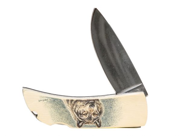 Matt Stothart Scrimshaw - Wolf Scrimshaw Knife