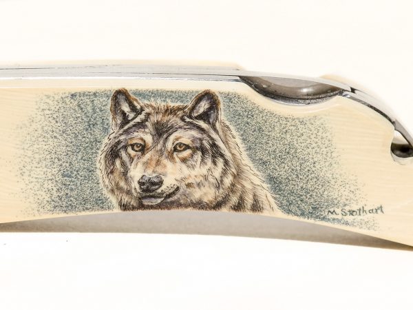 Matt Stothart Scrimshaw - Wolf Scrimshaw Knife