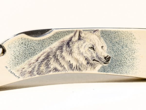 Matt Stothart Scrimshaw - Wolf Scrimshaw Knife