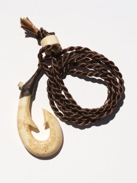 Aged Bone Fish Hook Necklace With Scrimshaw Camo Cord -  Canada