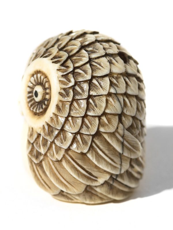 Unknown Carver - OWL NETSUKE (OXBONE)