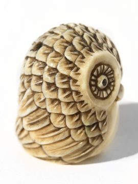 Unknown Carver - OWL NETSUKE (OXBONE)