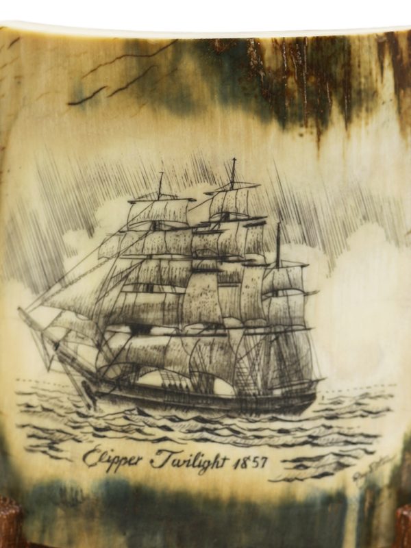 Ray Peters Scrimshaw - Clipper Ship Twilight 1857