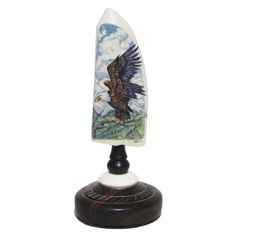 Matt Stothart Scrimshaw - Perched Bald Eagle