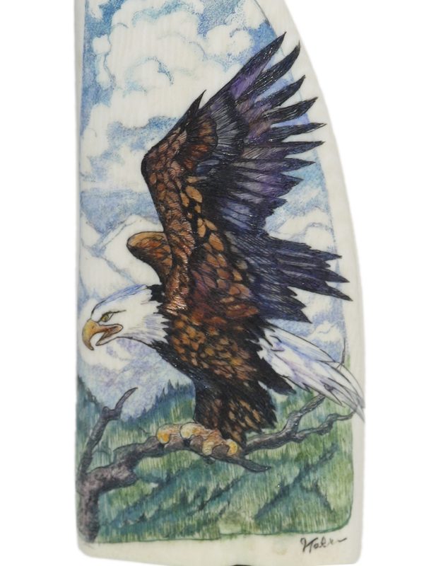 Matt Stothart Scrimshaw - Perched Bald Eagle