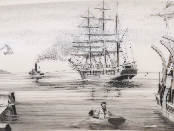 Jim Pauls Scrimshaw - Whaler Towing Out