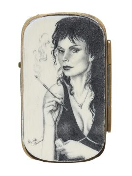 David Adams Scrimshaw - Attractive Woman Smoking - Scrimshaw Collector