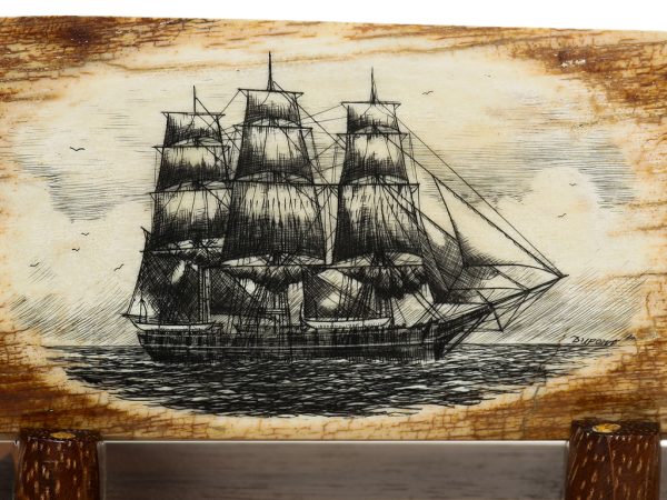 Gerry Dupont Scrimshaw - Three Master at Sea