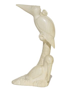 Unknown Artist - Pelican Pair Ivory Carving